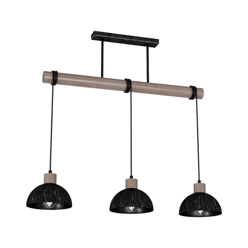 Lámpara colgante ERIK Sawn black/Madera patinada 3XE27