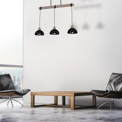ERIK Hanging Lamp Sawn Black/Patinated Wood 3XE27 ERIK Hanging Lamp Sawn Black/Patinated Wood 3XE27