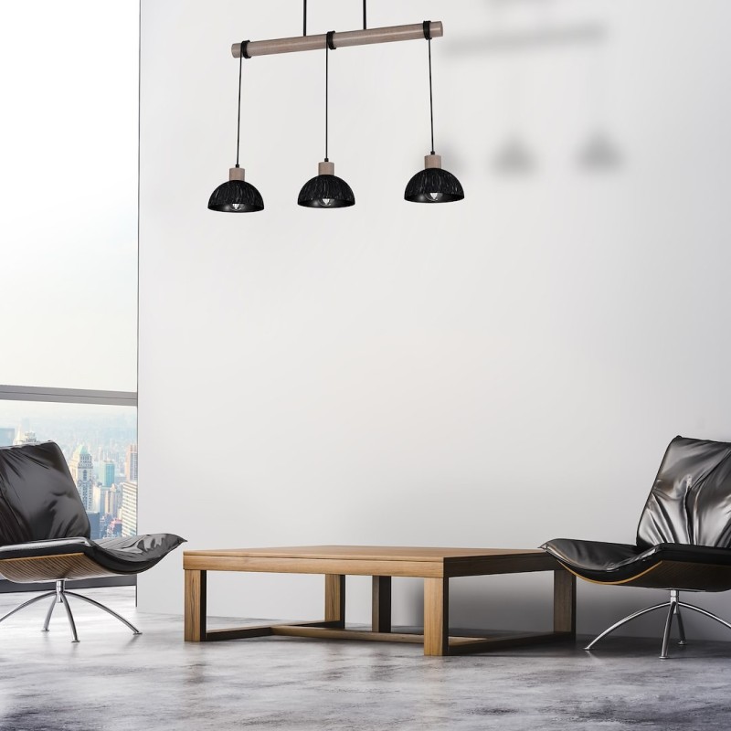 Lampa wisząca ERIK Sawn black/Patinated wood 3XE27 Lampa wisząca ERIK Sawn black/Patinated wood 3XE27
