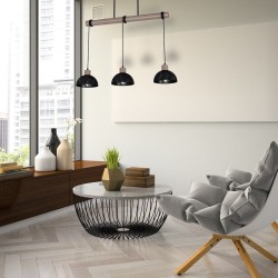ERIK Hanging Lamp Sawn Black/Patinated Wood 3XE27 ERIK Hanging Lamp Sawn Black/Patinated Wood 3XE27