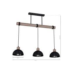 Lampa wisząca ERIK Sawn black/Patinated wood 3XE27 Lampa wisząca ERIK Sawn black/Patinated wood 3XE27