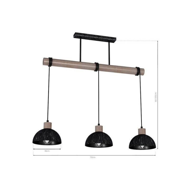 Lampa wisząca ERIK Sawn black/Patinated wood 3XE27 Lampa wisząca ERIK Sawn black/Patinated wood 3XE27