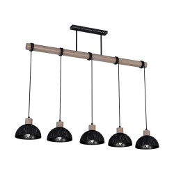 ERIK Hanging Lamp Sawn Black/Patinated Wood 5XE27