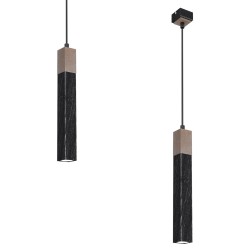 Підвісна лампа SOLO SAWN BLACK / PATINATED WOOD 1x mini GU10