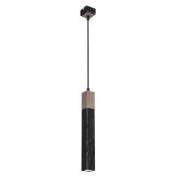 Hanging lamp SOLO SAWN BLACK / PATINATED WOOD 1x mini GU10