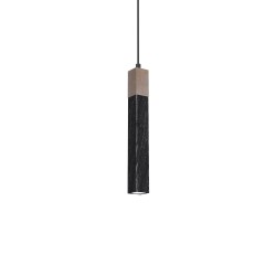Hanging lamp SOLO SAWN BLACK / PATINATED WOOD 1x mini GU10