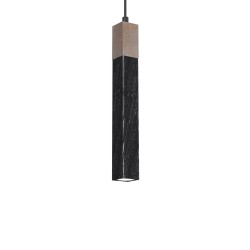 Hanging lamp SOLO SAWN BLACK / PATINATED WOOD 1x mini GU10