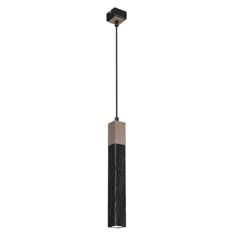Hanging lamp SOLO SAWN BLACK / PATINATED WOOD 1x mini GU10