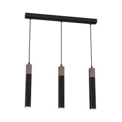 SOLO SAWN BLACK / PATINATED WOOD Pendant Lamp 3x mini GU10
