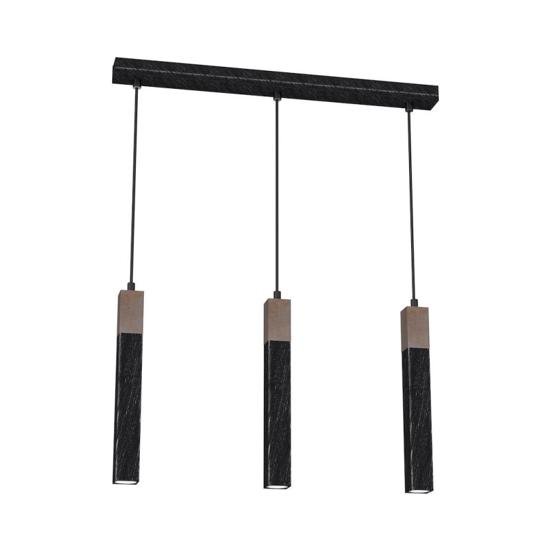 SOLO SAWN BLACK / PATINATED WOOD Pendant Lamp 3x mini GU10