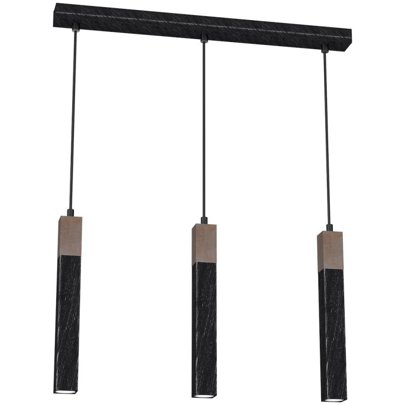 Lampa wisząca SOLO SAWN BLACK / PATINATED WOOD 3x mini GU10 Lampa wisząca SOLO SAWN BLACK / PATINATED WOOD 3x mini GU10