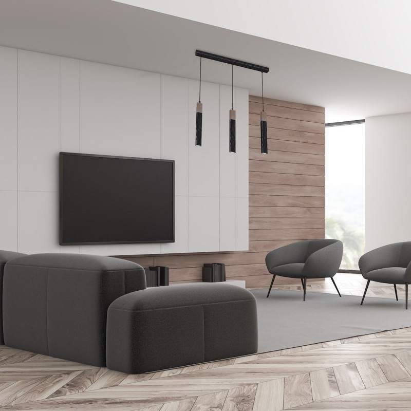 Lampa wisząca SOLO SAWN BLACK / PATINATED WOOD 3x mini GU10 Lampa wisząca SOLO SAWN BLACK / PATINATED WOOD 3x mini GU10