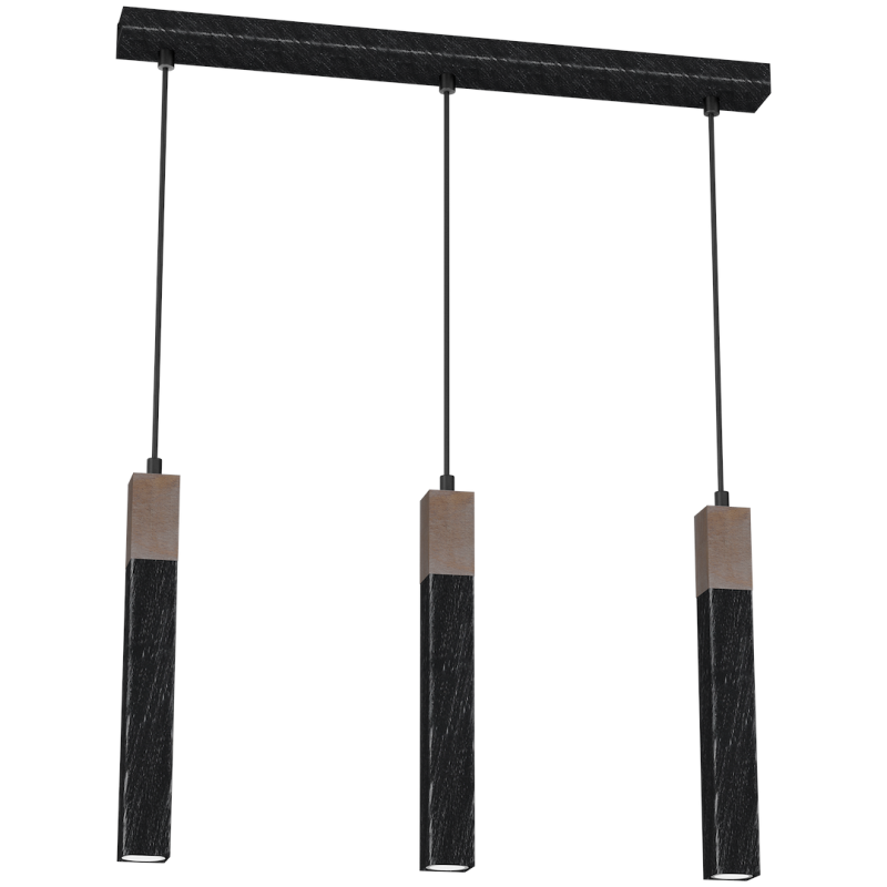 Lampa wisząca SOLO SAWN BLACK / PATINATED WOOD 3x mini GU10 Lampa wisząca SOLO SAWN BLACK / PATINATED WOOD 3x mini GU10