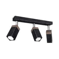 Deckenleuchte SOLO SAWN BLACK / PATINIERTES HOLZ 3x mini GU10