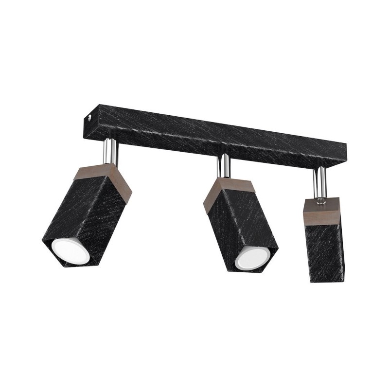 Deckenleuchte SOLO SAWN BLACK / PATINIERTES HOLZ 3x mini GU10