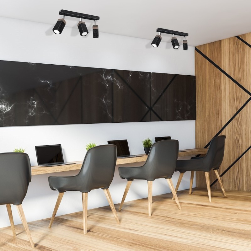 Lampa sufitowa SOLO SAWN BLACK / PATINATED WOOD 3x mini GU10 Lampa sufitowa SOLO SAWN BLACK / PATINATED WOOD 3x mini GU10