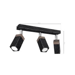 Lampa sufitowa SOLO SAWN BLACK / PATINATED WOOD 3x mini GU10 Lampa sufitowa SOLO SAWN BLACK / PATINATED WOOD 3x mini GU10