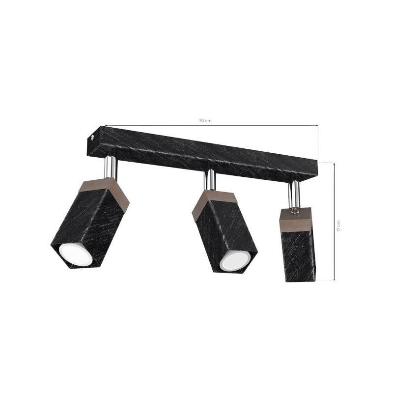 Lampa sufitowa SOLO SAWN BLACK / PATINATED WOOD 3x mini GU10 Lampa sufitowa SOLO SAWN BLACK / PATINATED WOOD 3x mini GU10