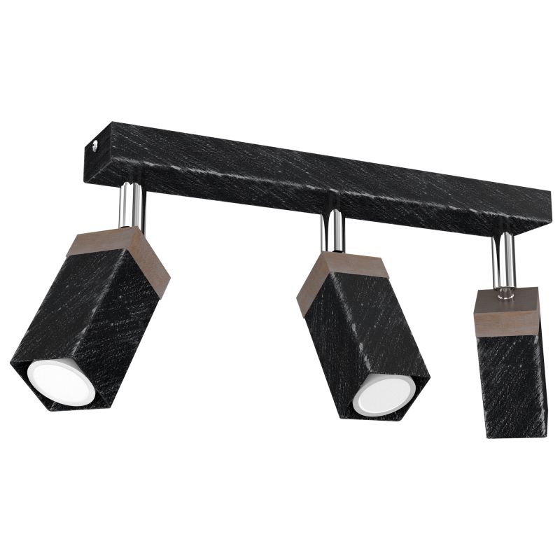 Lampa sufitowa SOLO SAWN BLACK / PATINATED WOOD 3x mini GU10 Lampa sufitowa SOLO SAWN BLACK / PATINATED WOOD 3x mini GU10