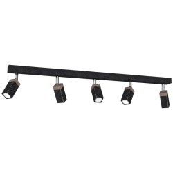 Lampa sufitowa SOLO SAWN BLACK / PATINATED WOOD 5x mini GU10 Lampa sufitowa SOLO SAWN BLACK / PATINATED WOOD 5x mini GU10