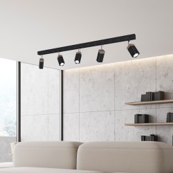 Lampa sufitowa SOLO SAWN BLACK / PATINATED WOOD 5x mini GU10 Lampa sufitowa SOLO SAWN BLACK / PATINATED WOOD 5x mini GU10