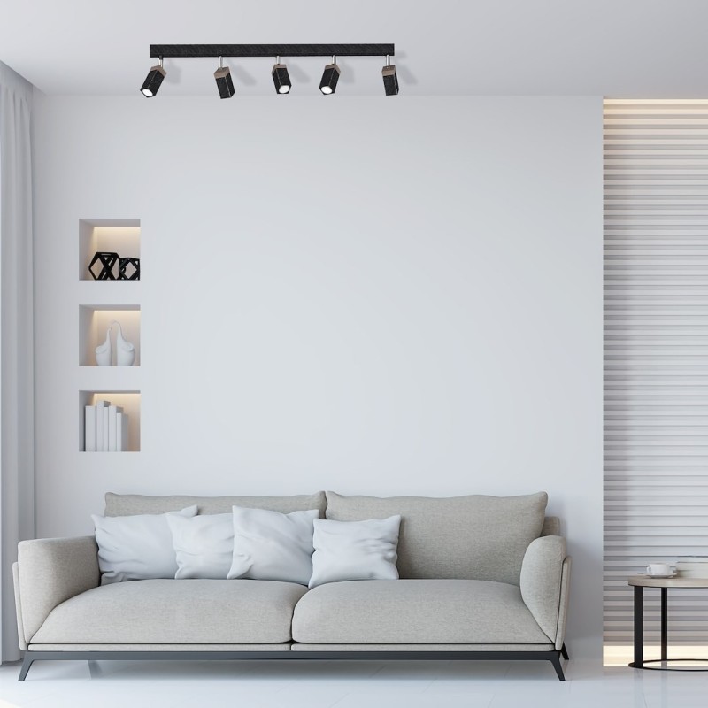 Lampa sufitowa SOLO SAWN BLACK / PATINATED WOOD 5x mini GU10 Lampa sufitowa SOLO SAWN BLACK / PATINATED WOOD 5x mini GU10