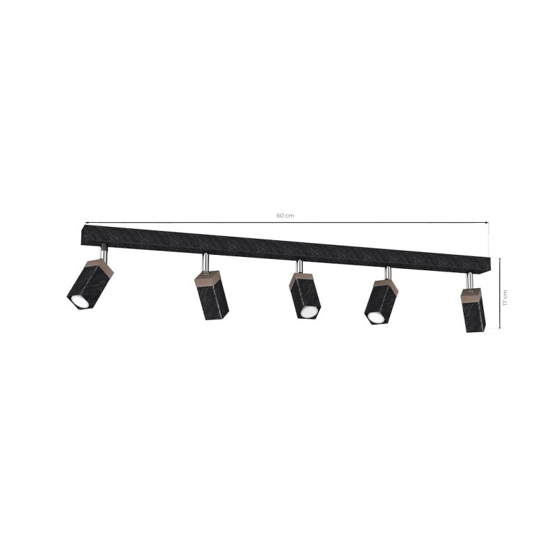 Lampa sufitowa SOLO SAWN BLACK / PATINATED WOOD 5x mini GU10 Lampa sufitowa SOLO SAWN BLACK / PATINATED WOOD 5x mini GU10