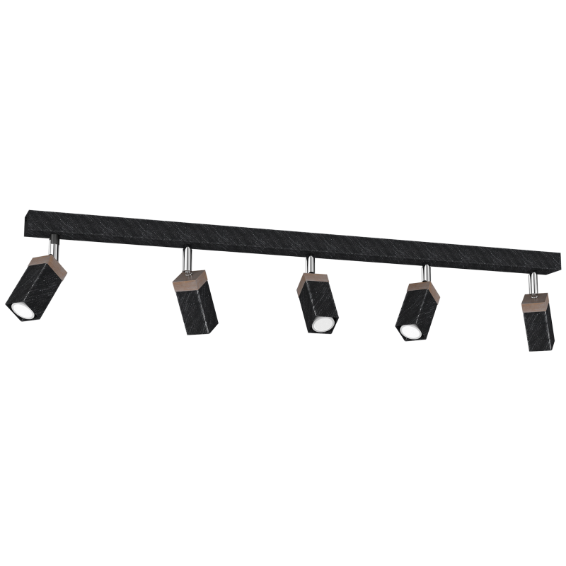 Lampa sufitowa SOLO SAWN BLACK / PATINATED WOOD 5x mini GU10 Lampa sufitowa SOLO SAWN BLACK / PATINATED WOOD 5x mini GU10