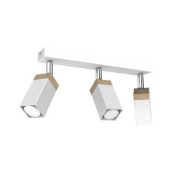 Deckenleuchte Solo Sawn WEISS / PATINIERTES HOLZ 3x mini GU10