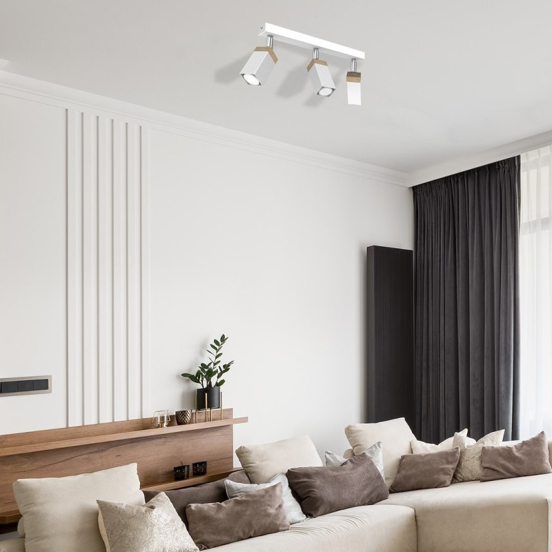 Lampa sufitowa Solo Sawn WHITE / PATINATED WOOD 3x mini GU10 Lampa sufitowa Solo Sawn WHITE / PATINATED WOOD 3x mini GU10