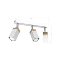 Lampa sufitowa Solo Sawn WHITE / PATINATED WOOD 3x mini GU10 Lampa sufitowa Solo Sawn WHITE / PATINATED WOOD 3x mini GU10
