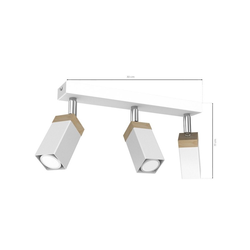 Lampa sufitowa Solo Sawn WHITE / PATINATED WOOD 3x mini GU10 Lampa sufitowa Solo Sawn WHITE / PATINATED WOOD 3x mini GU10