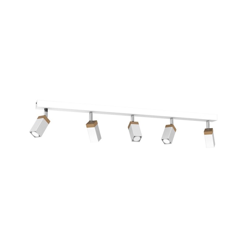 Ceiling lamp SOLO SAWN WHITE / PATINATED WOOD 5x mini GU10