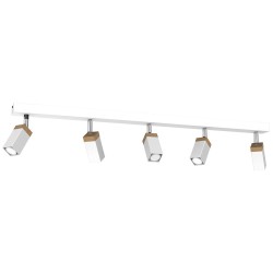 Ceiling lamp SOLO SAWN WHITE / PATINATED WOOD 5x mini GU10