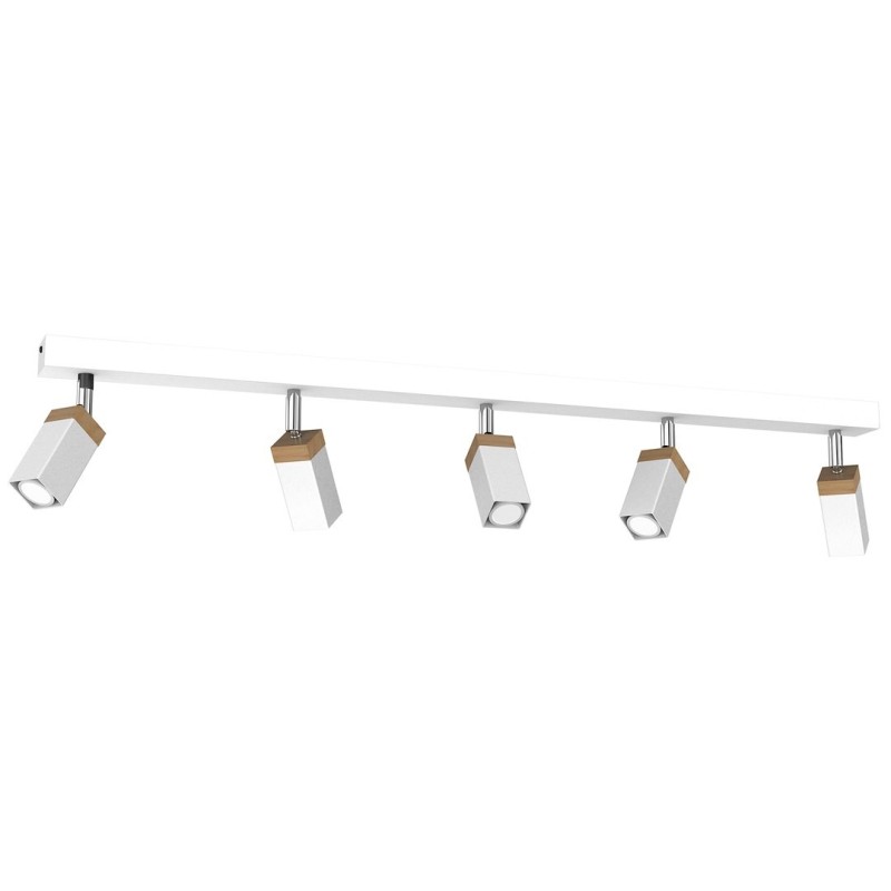 Ceiling lamp SOLO SAWN WHITE / PATINATED WOOD 5x mini GU10