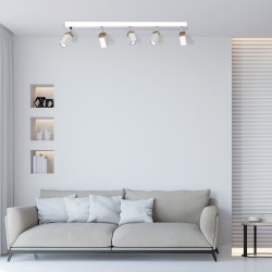 Ceiling lamp SOLO SAWN WHITE / PATINATED WOOD 5x mini GU10