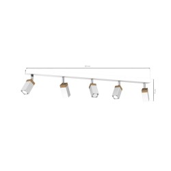 Ceiling lamp SOLO SAWN WHITE / PATINATED WOOD 5x mini GU10
