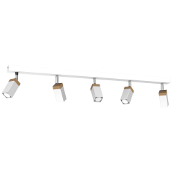 Ceiling lamp SOLO SAWN WHITE / PATINATED WOOD 5x mini GU10