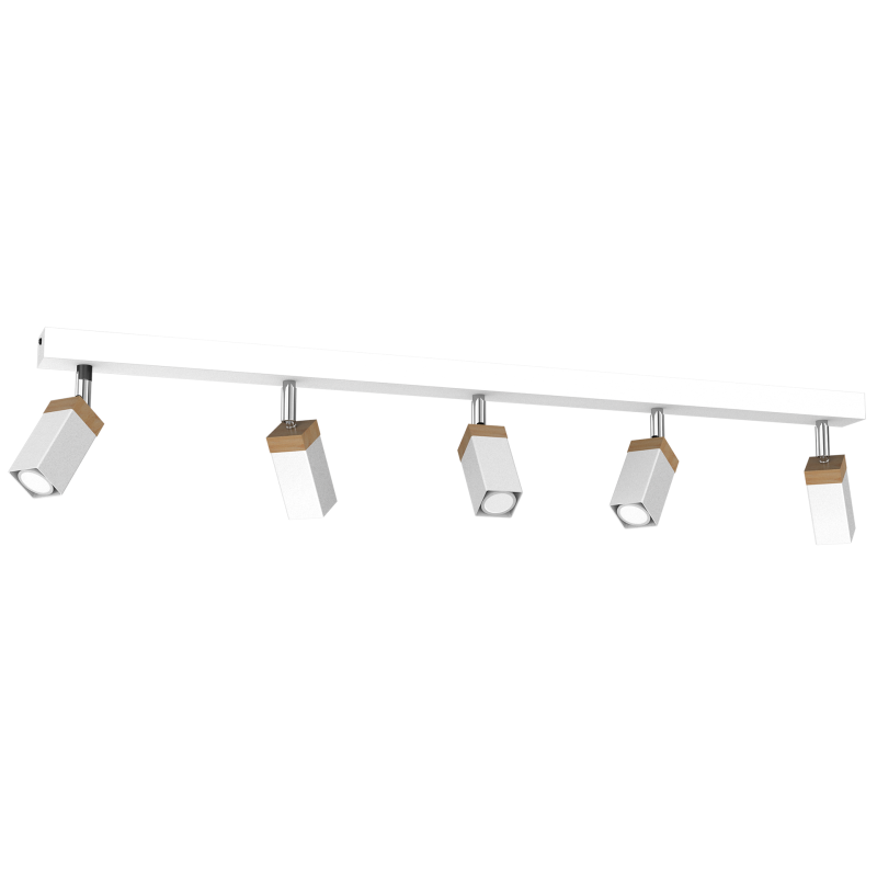 Ceiling lamp SOLO SAWN WHITE / PATINATED WOOD 5x mini GU10