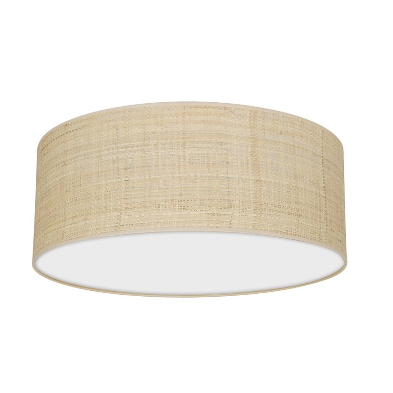 Lámpara de techo Marshall 2xE27 Ø40cm Blanco/Ratán