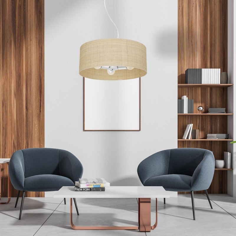 Lampa wisząca Marshall Biały/Rattan 3xE27 Lampa wisząca Marshall Biały/Rattan 3xE27