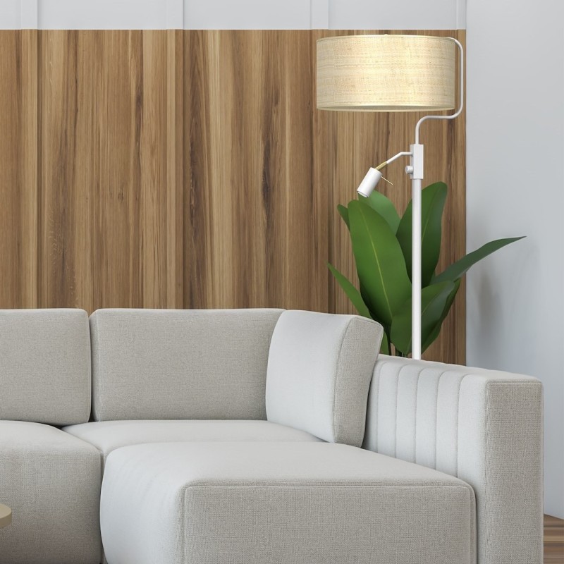 Marshall Floor Lamp 1xE27 + 1x mini GU10 White / Rattan Marshall Floor Lamp 1xE27 + 1x mini GU10 White / Rattan