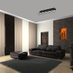 DIXIE Black Ceiling Lamp 5xGX53