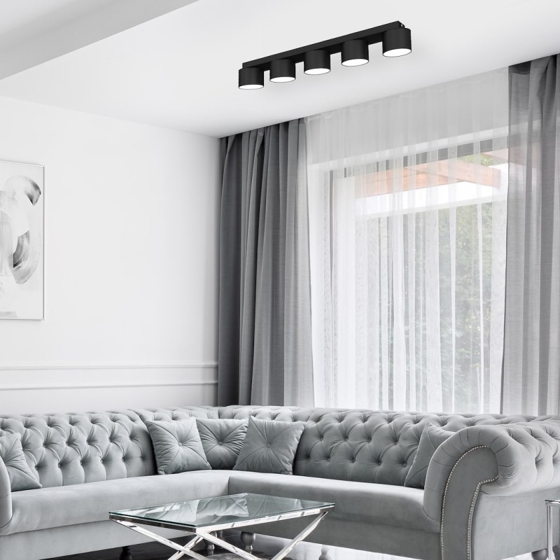 DIXIE Black Ceiling Lamp 5xGX53
