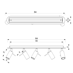 PRESTON BLACK/CHROME Ceiling Lamp 5x mini GU10 PRESTON BLACK/CHROME Ceiling Lamp 5x mini GU10