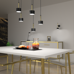ARENA BLACK/GOLD Hanging Lamp 5xGX53