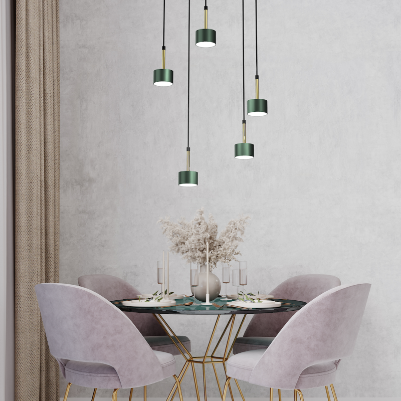 ARENA GREEN/GOLD Pendant Lamp 5xGX53