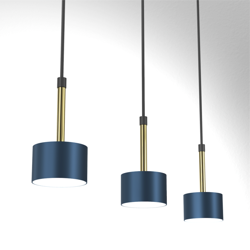 ARENA BLUE/GOLD Pendant Lamp 3xGX53
