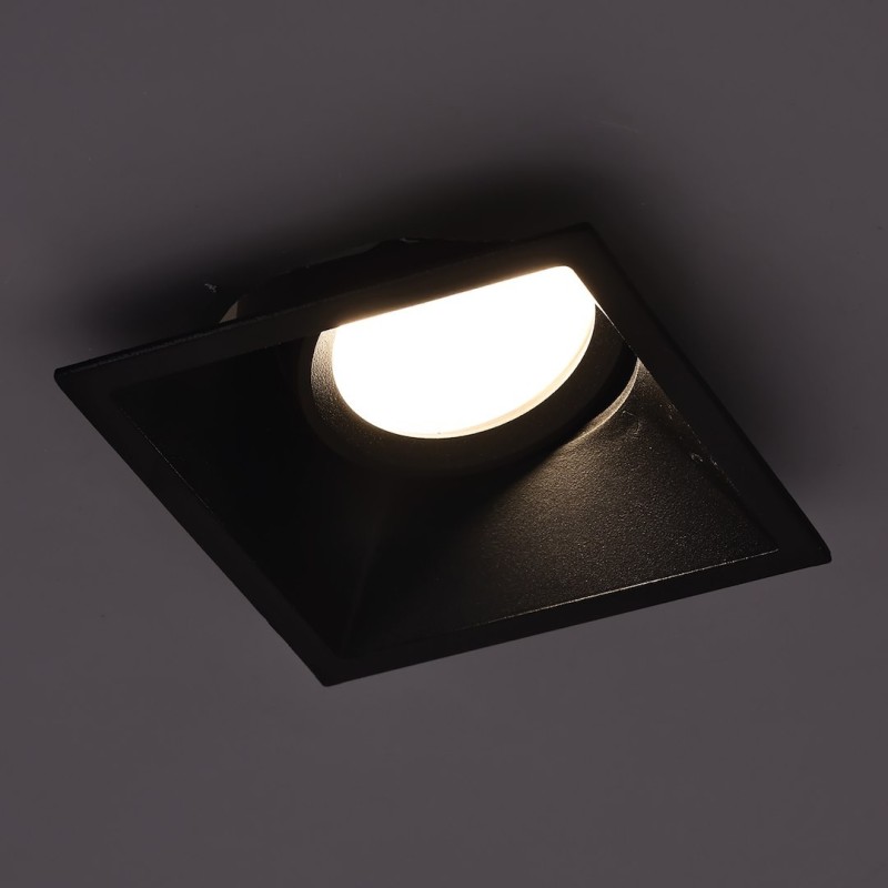 Quadratische Einbau-Deckenleuchte Schwenkbar 1xGU10 IP20 Schwarz Quadratische Einbau-Deckenleuchte Schwenkbar 1xGU10 IP20 Schwarz