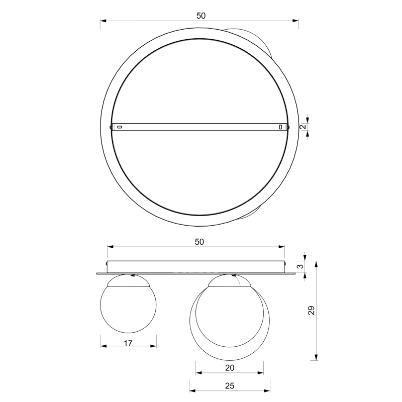 Deckenleuchte PLATO 2xE14 + 1xE27 Deckenleuchte PLATO 2xE14 + 1xE27